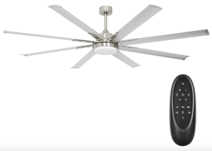 lot 346 image: Hykolity 72 Inch Damp Rated Industrial DC Motor Ceiling Fan with LED Light and 12 Inches Downrod & 6-Speed Remote Control (OPEN BOX)