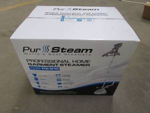 lot 384 image: PurSteam Garment Steamer, Heavy Duty Powerful Fabric Steamer with Fabric Brush and Garment Hanger (BOX STILL SEALED)