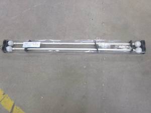 lot 396 image: 2 Pack 48 in - 84 in Curtain Rods in Brushed Nickel with Decorative Finials