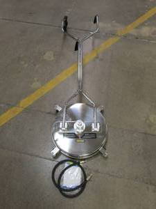 lot 446 image: VEVOR Pressure Washer Surface Cleaner, 20, Max. 4000 PSI Pressure by 2 Nozzles for Cleaning Driveways, Sidewalks, Stainless Steel Frame wRotating Dual Handle, Wheels, Fit for 38 Quick Connector (OUT OF BOX)