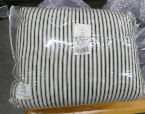 lot 22 image: Black and white striped Queen comforter