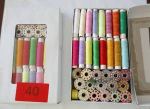 lot 40 image: 2 New Sets of 32 bobbins and 32 spools of thread