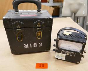 lot 53 image: Very Nice old Watt Meter in wood box