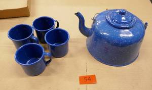 lot 54 image: Blue tin coffee set