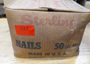 lot 132 image: 50 lb box of Sterling 16 Sinkers Cement coated nails