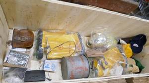 lot 182 image: Crate full of items not picked up from previous auctions