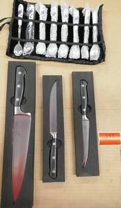 lot 197 image: New Chef Knife, tomato knife, utility knife and set of jelly spoons