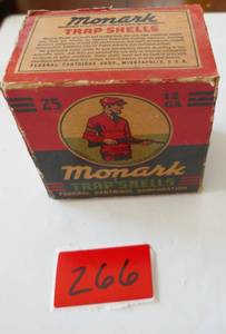 lot 266 image: Vintage Monark 12 gauge trap shells - paper wrap - almost full