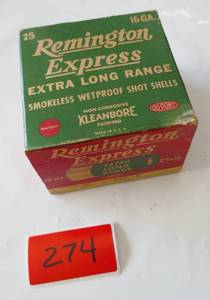 lot 274 image: Vintage Remington 16 gauge long range shotgun shells