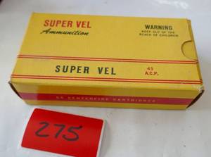 lot 275 image: Vintage 45 Caliber Super Vel - 29 cartridges