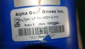 lot 298 image: Alpha LP 090-M01-5-111-000 Gear Reducer, 51 Ratio, 78 Shaft
