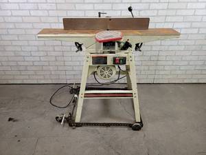lot 480 image: JET Open Stand 6 Jointer w Stand and Roller Cart - WORKS - NO SHIPPING