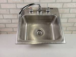 lot 505 image: Stainless Steel Bar Sink w Chicago Faucet - NO SHIPPING