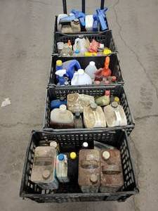 lot 511 image: (5) Crates of Assorted Oils and Fluids - Engine Oil, Compressor Oil, ATF, Engine paint, Lime-A-Way, 2-Cycle Marine Oil and More - NO SHIPPING