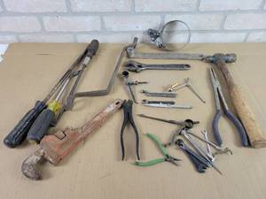 lot 576 image: RIDGID Pipe Wrench, Ballpeen Hammer, Screwdrivers, Wrenches and More