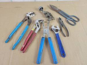 lot 578 image: Channel Lock Pliers, Pipe Cutter, Adjustable Wrench and More