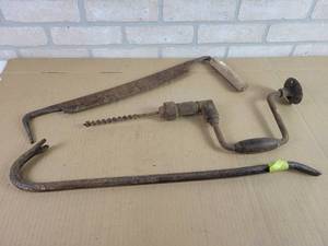 lot 582 image: Draw Knife, Hand Drill and Crow Bar