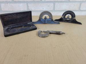 lot 583 image: (2) Cast Protractors and Brown & Sharpe 1 Micrometer