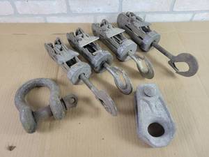 lot 591 image: (4) Aircraft Cargo Hooks, Clevis and More