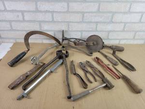 lot 646 image: Antique Hand Drill and Other Antique tools