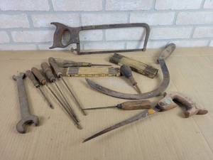 lot 649 image: Antique Hacksaw, Files, Rulers and More