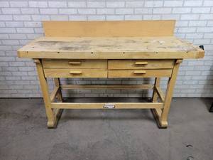 lot 741 image: Solid Wood 60 Workbench w 4 Drawers - NO SHIPPING