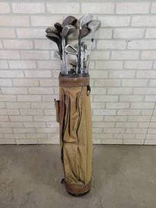 lot 745 image: Vintage Golf Clubs and More in Bag - NO SHIPPING
