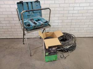 lot 748 image: MAGNUM 330 Micron Filter, Coax Cable, Makita Cordless Drill and Folding Table - NO SHIPPING
