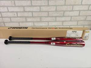 lot 750 image: (2) NEW Worth SILENCER Slow-pitch Softball Bats - SBSIL - 30 x 20oz x 2.25 Barrel