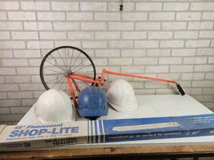 lot 754 image: ROLA-TAPE Measuring Wheel, (3) Hardhats, 48 Shop Light - NO SHIPPING