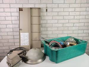 lot 758 image: Tote of Electrical, Key Box and More - NO SHIPPING