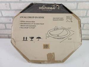 lot 762 image: NEW White Oval Drop-In Bathroom Sink - 20-38 x 17-12 - NO SHIPPING