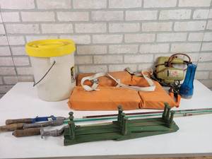 lot 772 image: (3) Fishing Poles, Minnow Bucket, Life Vest, Jigsaw and More - NO SHIPPING