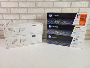 lot 780 image: (5) HP LaserJet Cartridges - 202X - (2) Black, Cyan, Yellow and Magenta