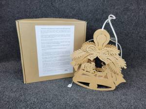 lot 660 image: Erzgebirge Die Sprache des Lichts Hanging Light with Music Box - Bell with Santa & Sleigh - Made in Germany