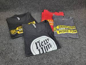 lot 807 image: Lot of (3) NEW Ladies Medium Short Sleeved T-Shirts, Various Imprints, (1) NEW Ladies Large T-Shirt, GermansHaveMoreFun.com