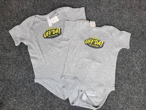lot 900 image: Lot of (5) NEW 12 Mo. and (1) 18 Mo. Short Sleeved Infant Onesies Minnesota UFFDA - Yah, You Betcha