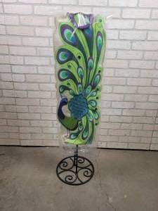 lot 517 image: Evergreen Peacock Statement Stake - 38 Tall w Stand - NO SHIPPING