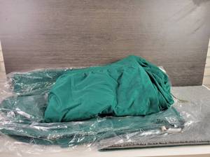 lot 526 image: (2) Green Table Covers w Skirts for 72 x 36 Tables - Skirts are 28 Tall  (2) Doormats