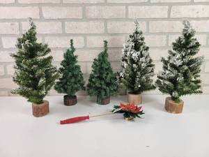lot 582 image: (5) Mini Christmas Trees (15 & 12) and Candle Snuffer