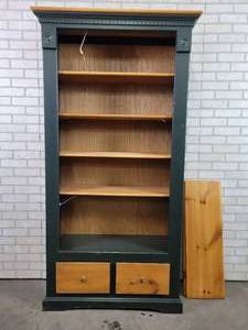 lot 506 image: Solid Wood Bookcase w Drawers - NO SHIPPING