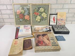 lot 674 image: Framed Pictures, 1961 Teen Guide to Homemaking, Reminisce Book, Chic Clipper and More