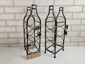 lot 863 image: (2) Metal Wine Bottle Holders