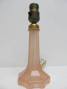 lot 52 image: Excellent Quality Old Pink Glass Candlestick Lamp