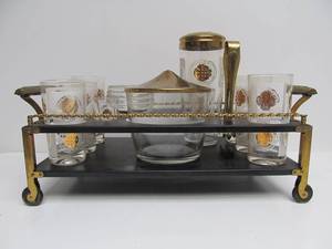 lot 55 image: Awesome Mid Century Bar-Top Cocktail Cart