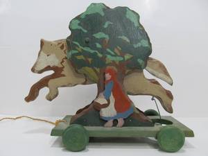 lot 67 image: Old Time HERITAGE Wooden Toys Jumping Fox Pull Toy