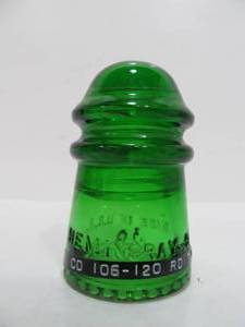 lot 12 image: Hemingray CD 106-120 7UP Green Glass Insulator