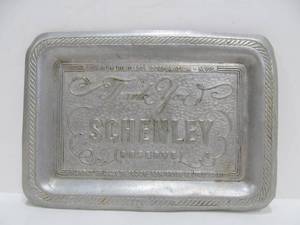 lot 129 image: Vintage 40s-50s Schenley Whiskey Metal Advertising Tip Tray 