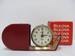 lot 133 image: Excellent Vintage BULOVA Brass & Beveled Glass Travel Clock - Made in Germany