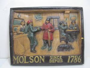 lot 184 image: Large Vintage MOLSON Deep Relief Advertising Beer Sign